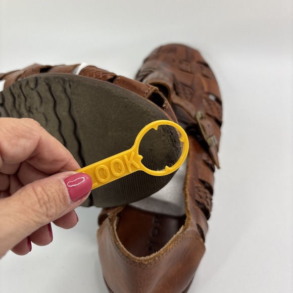 VTG Fishermen Sandals Woven Brown Leather Buckle Nordstrom Norsport Men\'s Sz 15